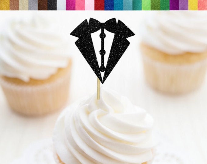 Tuxedo Cupcake Toppers, Wedding Cupcake Toppers, Engagement Cupcake ...