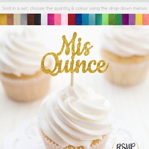 Mis Quince Cupcake Toppers, Quinceanera Party Decorations, 15 Food Picks, 15th Birthday Party Decorations, Quinceañera Cupcake Toppers