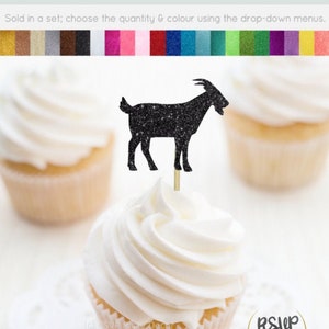 Goat Cupcake Toppers, Goat Party Decor, Farm Food Picks, Farm Themed Birthday Party Decor, Farm Party Decorations, Barn Party Decor