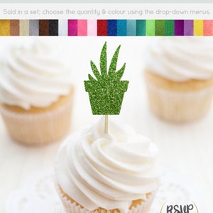 Aloe Plant Cupcake Toppers, Succulent Cupcake Topper, Succulent Party Decorations, Plant Lover Birthday Party Decor, Gardener Party Supplies