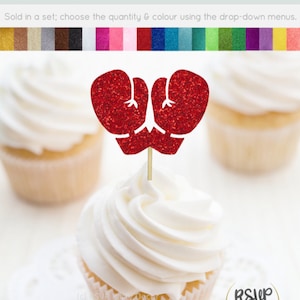 Boxing Gloves Cupcake Toppers, Fitness Cupcake Toppers, Boxer Birthday Decorations, Athlete Party Decorations, Kickboxing Party Decor
