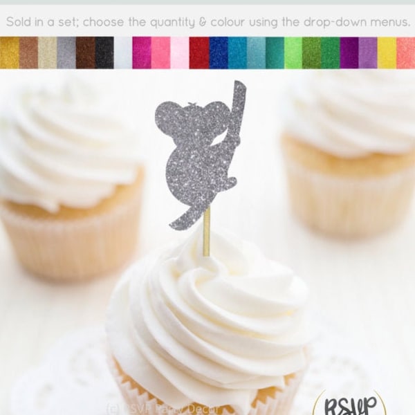 Koala Bear Cupcake Toppers, Décorations de fête australiennes, Décor de fête de l’Outback, Décor de fête de zoo, Fête d’anniversaire d’animal, Anniversaire de koala