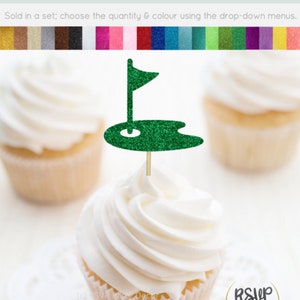 Golf Hole Cupcake Toppers, Golf Food Picks, Golf Party Decorations, Golf Birthday Decor, Sports Party Decorations, Sports Cupcake Toppers