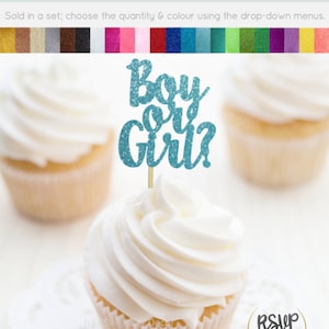 Boy or Girl Cupcake Toppers, Gender Reveal Cupcake Toppers, Baby Shower Cupcake Toppers, He or She Toppers, Gender Reveal Food Picks