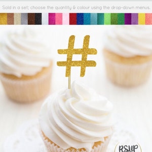 Hashtag Symbol Cupcake Toppers, # Cupcake Toppers, Pound Sign Food Picks, Number, Social Media Party, Influencer Birthday Decor, Teen Party