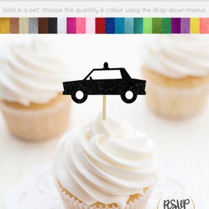 Police Car Cupcake Toppers, Police Party Decorations, Police Retirement Party Decor, Police Graduation Party Decor, Police Grad Toppers image 3