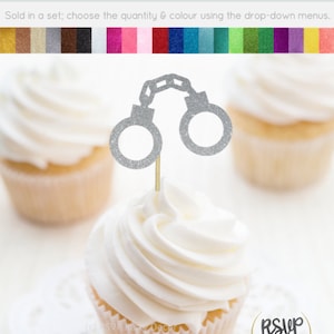 Handcuffs Cupcake Toppers, Police Party Decorations, Police Retirement Party Decor, Police Graduation Party Decor, Handcuff Food Picks