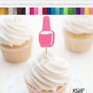 Nail Polish Cupcake Toppers, Spa Party Decorations, Sleepover Birthday, Girls Night Out Decor, Fashionista Party Decor, Makeup Party Decor