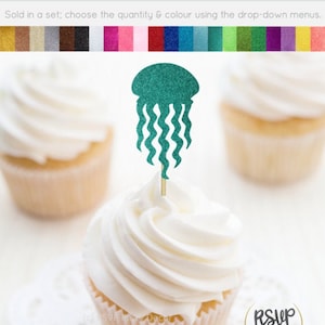 Jellyfish Cupcake Toppers, Jellyfish Food Picks, Jellyfish Party Decor, Ocean Party Decor, Beach Cupcake Toppers, Under the Sea Party