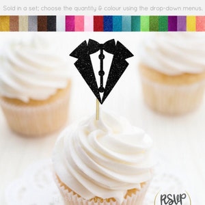 Tuxedo Cupcake Toppers, Wedding Cupcake Toppers, Engagement Cupcake Toppers, Bow Tie Cupcake Toppers, Little Man, Groom Cupcake Toppers