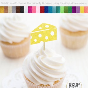 Cheese Cupcake Toppers, Mouse Themed Party Decor, Wine and Cheese Party Decorations, Cheese Food Picks, Appetizer Toothpicks, Cheese Party