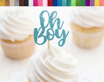 Oh Boy Cupcake Toppers, Boy Baby Shower Cupcake Toppers, It's A Boy Cupcake Toppers, Boy Party Decorations, Baby Shower For Boy Decor