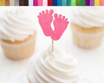 Baby Füße Cupcake Toppers, Baby Füße Essen Picks, Baby Shower Toppers, Baby Shower Dekoration, 1. Geburtstag, Gender Reveal Dekorationen