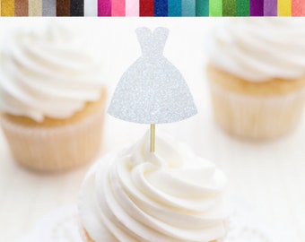 Ballgown Dress Cupcake Toppers, Wedding Cupcake Toppers, Engagement Cupcake Toppers, Bridal Shower Cupcake Toppers, Bridal Shower Decor