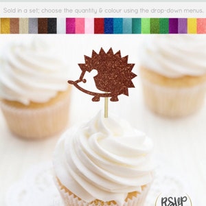 Hedgehog Cupcake Toppers, Hedgehog Food Picks, Woodland Baby Shower, Forest Birthday Decor, Woodland Cupcake Toppers, Woodland Party