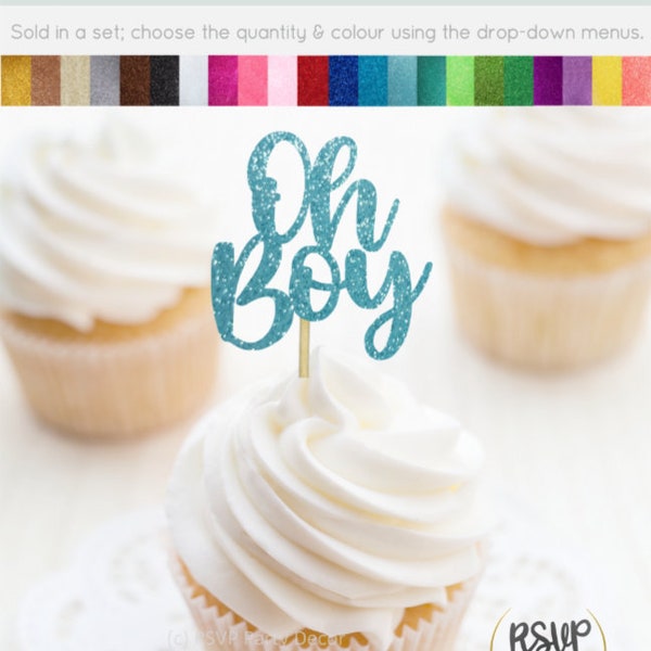 Oh Boy Cupcake Toppers, Boy Baby Shower Cupcake Toppers, It's A Boy Cupcake Toppers, Boy Party Decorations, Baby Shower For Boy Decor