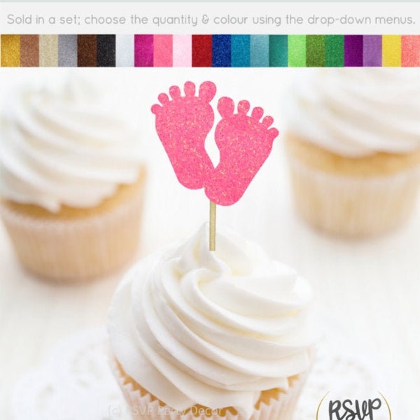 Baby Feet Cupcake Toppers, Baby Feet Food Picks, Baby Shower Toppers, Baby Shower Decorations, 1st Birthday, Gender Reveal Decorations