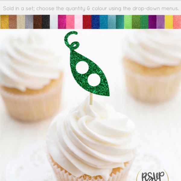 Pea Cupcake Toppers, Peas Food Picks, Two Peas In A Pod Baby Shower, Bean Cupcake Toppers, Beanstalk Party Decor, Pea Baby Shower Decor