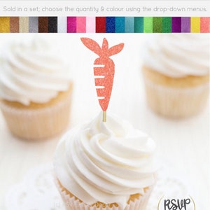 Carrot Cupcake Toppers, Rabbit Cupcake Toppers, Easter Cupcake Toppers, Bunny Birthday Decorations, Easter Party Decor, Some Bunny Birthday