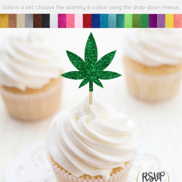 Marijuana Leaf Cupcake Toppers, Weed Cupcake Toppers, Weed Party Decorations, Pot Leaf Party Decor, 420 Party Decor, Dope Birthday Supplies