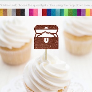 Treasure Chest Cupcake Toppers, Pirate Themed Birthday Decorations, Ahoy Baby Shower Decor, Mermaid Party Decor, Nautical Party Decor