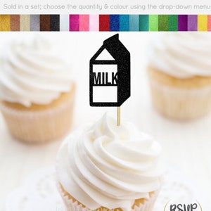Milch Cupcake Toppers, Kuh Party Dekoration, Bauernhof Party Dekoration, Heilige Kuh ich bin eins Toppers, Milch und Kekse Party Decor
