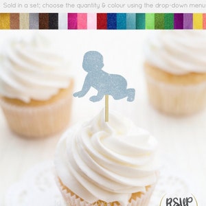 Krabbeln Baby Cupcake Toppers, Baby Shower Cupcake Toppers, Baby Shower Food Picks, Gender Reveal Party Dekoration, Baby Shower Party Dekor