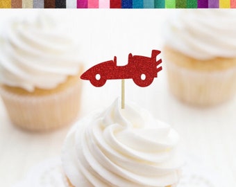 Racecar Cupcake Toppers, Racecar 2nd Birthday Food Picks, Two Fast Birthday Party Decorations, Fast One Party, Car 1st Birthday Party Decor