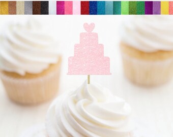 Wedding Cake Cupcake Toppers, Bridal Shower Cupcake Toppers, Engagement Party Decorations, Wedding Food Picks, Valentine's Day Party Decor