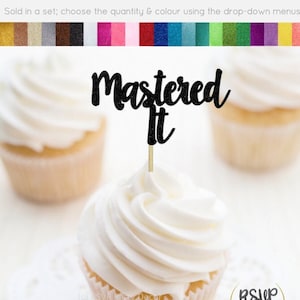 Mastered It Cupcake Toppers, Masters Graduation Food Picks, Masters Graduation Party Decorations, Masters Graduate Sign, Funny Masters Grad