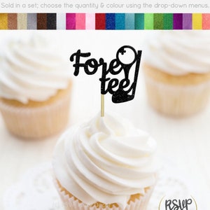 Fore Tee Cupcake Toppers, Golf 40th Birthday Cupcake Toppers, Golf 40th Birthday Party Decor, Golfing 40 Party Decor, Happy 40th Golf Themed