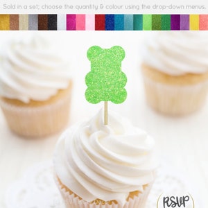 Topper per cupcake con orsetti gommosi, decorazioni per feste di compleanno a tema caramelle, decorazioni per la prima festa di compleanno di orsetti gommosi, decorazioni per feste di compleanno per adolescenti