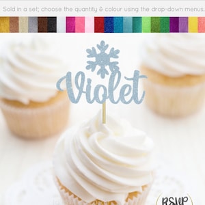 Custom Snowflake Cupcake Toppers, Winter Birthday Cupcake Toppers, Winter Baby Shower Party Decor, Winter Birthday Party Decorations