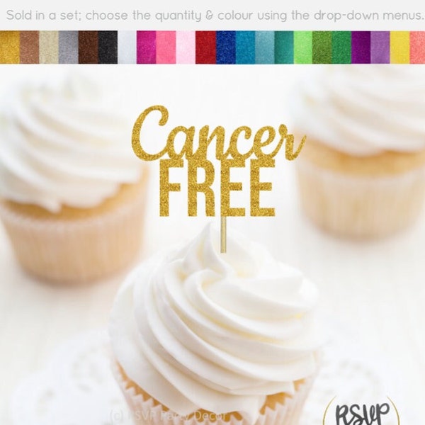 Cancer Free Cupcake Toppers, Cancer Survivor Party Decor, Cancer Survivor Celebration, Cancer Free Celebration, Fuck Cancer Food Picks