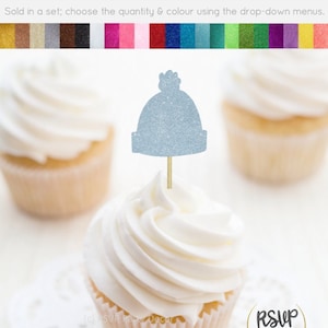 Beanie Mütze Cupcake Toppers, Winter Party Dekor, Weihnachtsparty Dekoration, Ski Snowboard Geburtstag Party Dekor, Schnee Toque Party Dekoration