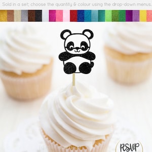 Baby Panda Cupcake Toppers, Panda Bear Party Decorations, Panda Birthday Party Decor, Zoo Baby Shower Decor, Zoo Birthday Party Decor