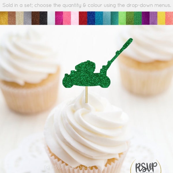 Lawnmower Cupcake Toppers, Landscaping Cupcake Toppers, Gardening Birthday Party Decorations, Lawn Mower Party Decor, Father's Day Decor