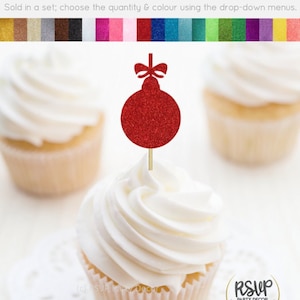 Ornament Christmas Tree Cupcake Toppers, Elegant Christmas Party Decorations, Christmas Tree Party Decor, Winter Birthday Party Supplies