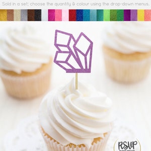 Crystal Cupcake Toppers, Gemstone Food Picks, Amethyst Birthday Party Decor, Gem Birthday Party Decor, Crystal Party Decorations