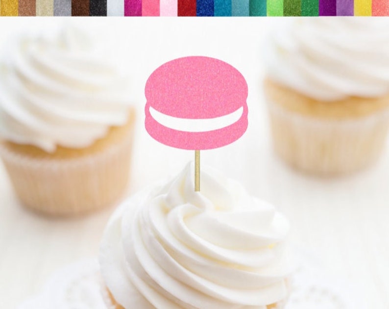 Macaron Cupcake Toppers French Party Decorations Sweet Themed Party Decor Two Sweet Birthday Party Decor Candy Party