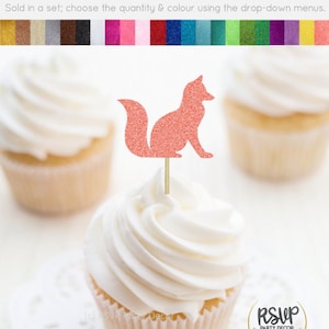 Fox Cupcake Toppers, Forest Themed Birthday Decorations, Woodland Cupcake Toppers, Forest Baby Shower Decor, Fox Party Decor