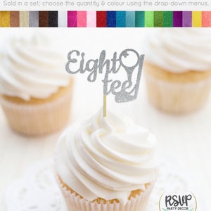 Eight Tee Cupcake Toppers, Golf 80th Birthday Cupcake Toppers, Golf 80th Birthday Party Decor, Golfing Party Decor, Happy 80th Golf Themed