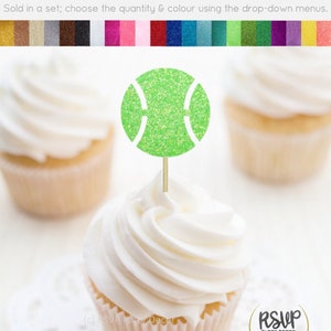 Tennis Ball Cupcake Toppers, Tennis Party Decorations, Tennis Food Picks, Party Decor for Tennis Player, Tennis Birthday Decorations