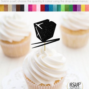 Chinese Takeout Box Cupcake Toppers, Sushi Party Decorations, Chef Birthday Party Decor, Chinese Cupcake Toppers, Food Themed Birthday