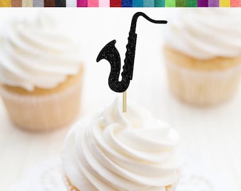 Saxophone Cupcake Toppers, Music Party Decorations, School Band Party Decor, Parade Themed Party Decor, Musical Instrument Food Picks