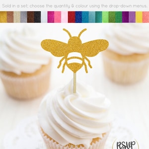 Décorations de cupcakes abeille, décor de douche de bébé sur le thème de l&#39;abeille, décorations de maman à abeille, décor de fête sur le thème de la ruche de bourdon, décor de fête d&#39;anniversaire d&#39;abeille