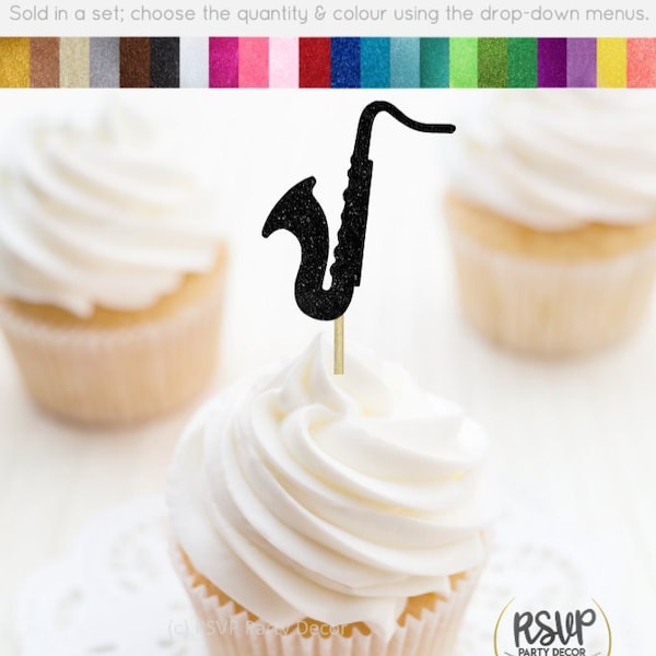 Saxophone Cupcake Toppers, Music Party Decorations, School Band Party Decor, Parade Themed Party Decor, Musical Instrument Food Picks