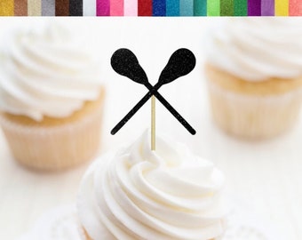 Lacrosse Sticks Cupcake Toppers, Lacrosse Party Decorations, LAX Food Picks, Party Decor for Lacrosse Player, Sports Birthday Decorations