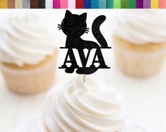 Custom Cat Cupcake Toppers, Cat Cupcake Toppers, Kitten Cupcake Toppers, Cat Party Decorations, Kitty Party Decor
