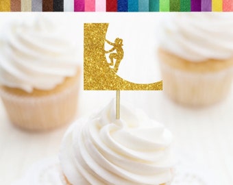 Girl Warped Wall Cupcake Toppers, Rock Climbing Party Decorations, Ninja Warrior Cupcake Toppers, Parkour Wall Climber Party Decorations